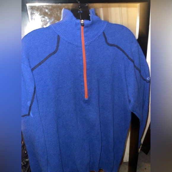 Columbia Men's Half Zip-Up Sweater in Blue and Orange Size Large - Picture 1 of 8